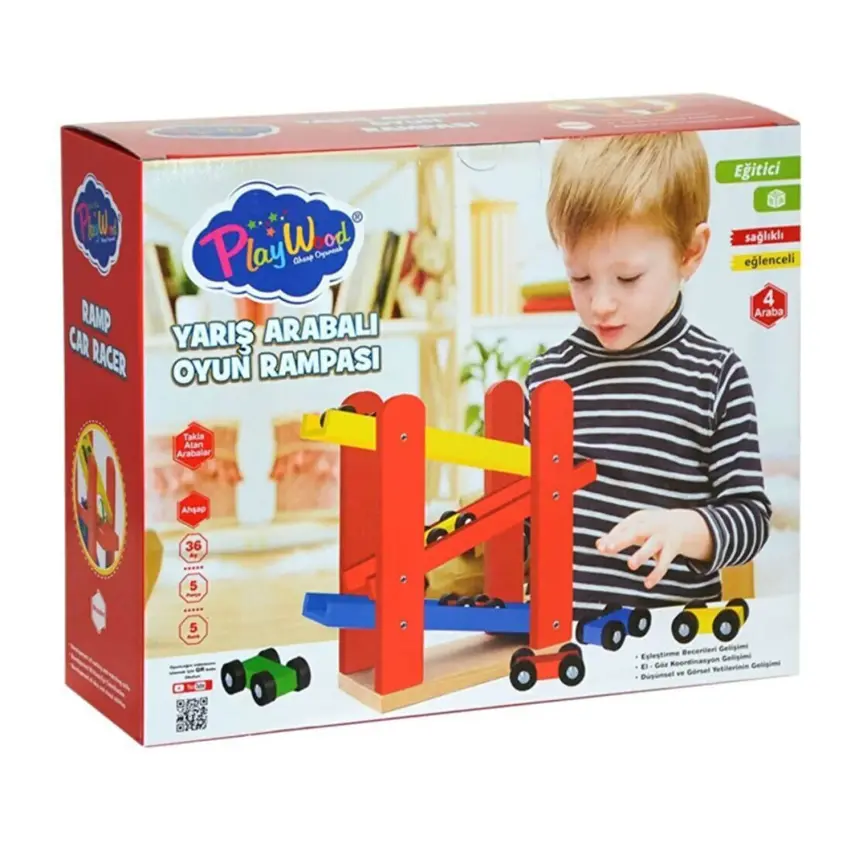 Playwood Ahşap Yarış Arabalı Oyun Rampası - 1