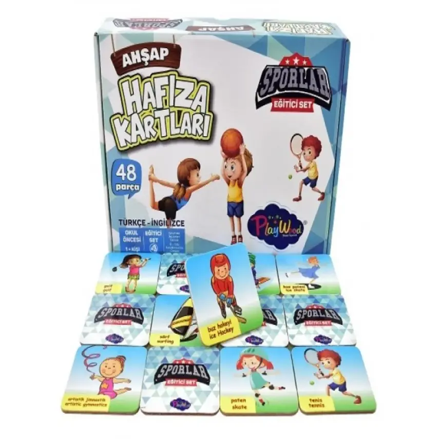 Playwood Eğitici Ahşap Hafıza Kartları Sporlar - 2
