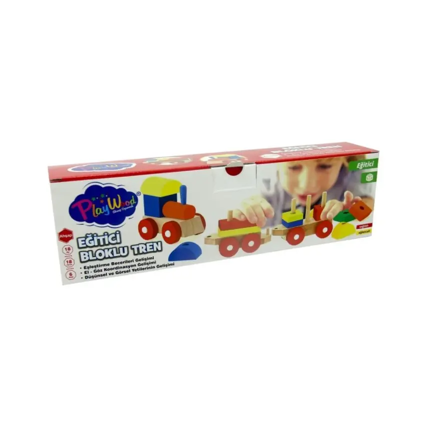 Playwood Kutuda Ahşap Eğitici Bloklu Tren - 2
