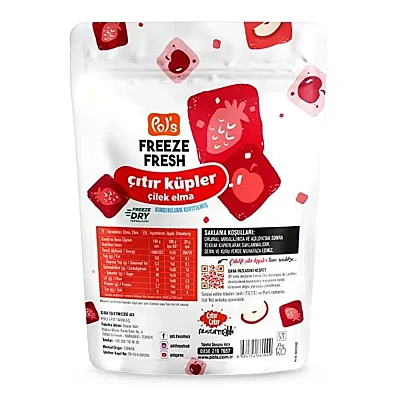 Pol's Freeze Fresh Çıtır Küpler Elma ve Çilek 20 gr (1)