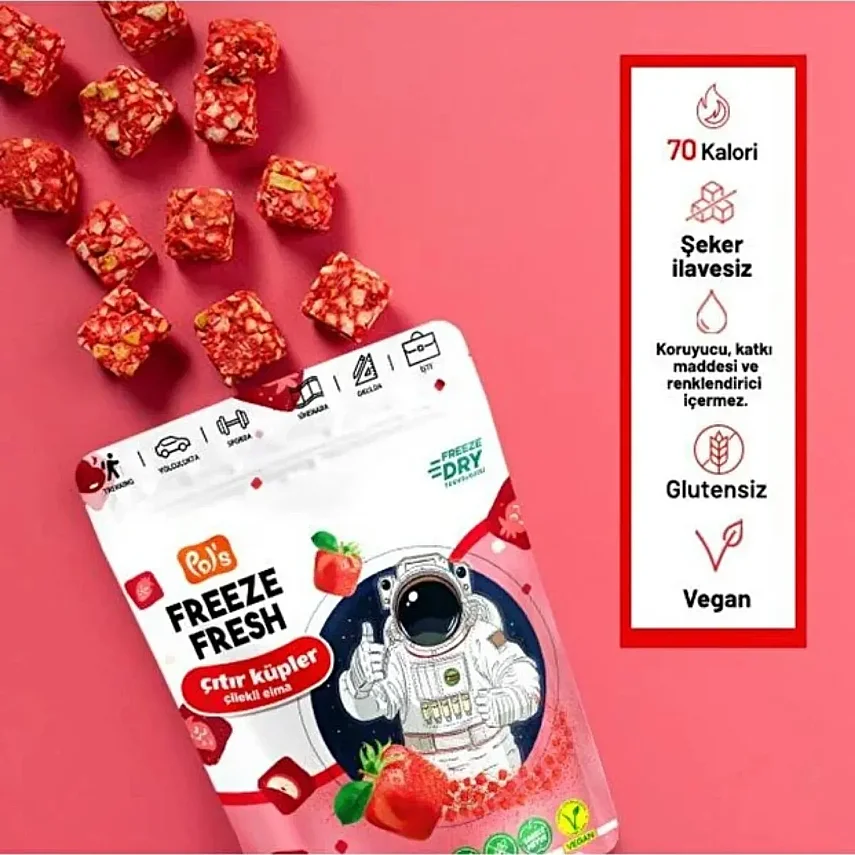 Pol's Freeze Fresh Çıtır Küpler Elma ve Çilek 20 gr - 3