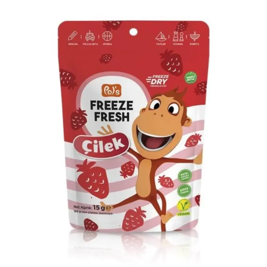 Pol's Freeze Fresh Kukili Dondurularak Kurutulmuş Çilek 15 gr - 1