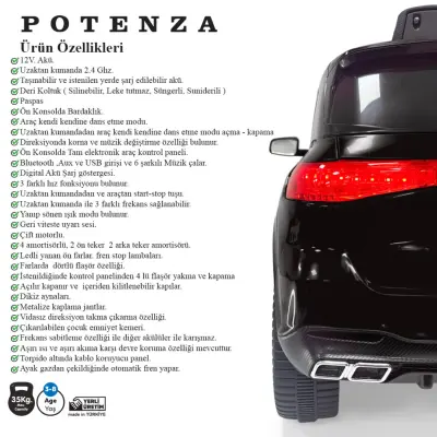 Potenza Akülü Araba Kumandalı 4*2 12 Volt Siyah - 7