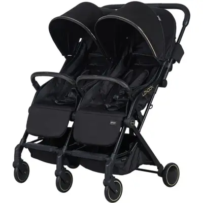 Prego 2236 London Yanyana İkiz Bebek Arabası Siyah (1)