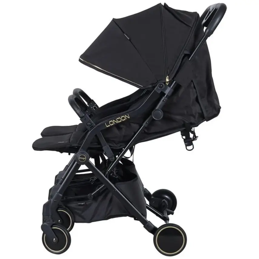 Prego 2236 London Yanyana İkiz Bebek Arabası Siyah - 5