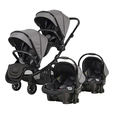Prego Ibiza Plus Çift Yönlü Travel Sistem İkiz Bebek Arabası Gri 2223 (1)