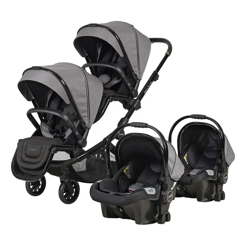 Prego Ibiza Plus Çift Yönlü Travel Sistem İkiz Bebek Arabası Gri 2223 - 2