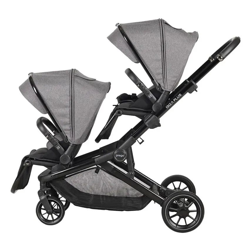 Prego Ibiza Plus Çift Yönlü Travel Sistem İkiz Bebek Arabası Gri 2223 - 3