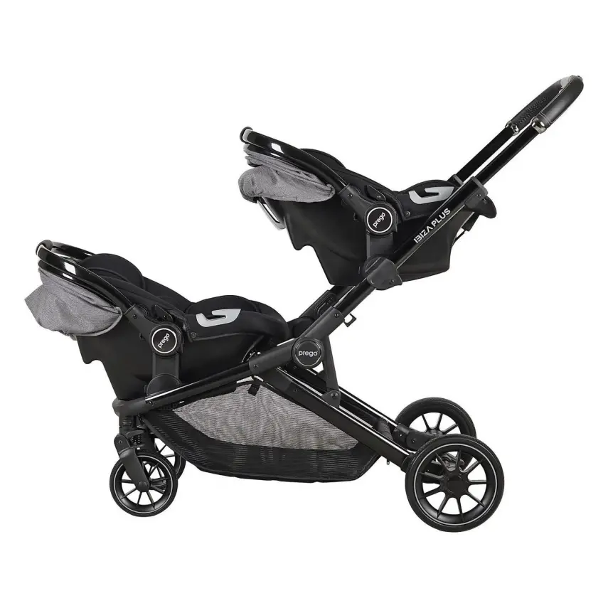Prego Ibiza Plus Çift Yönlü Travel Sistem İkiz Bebek Arabası Gri 2223 - 5
