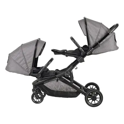 Prego Ibiza Plus Çift Yönlü Travel Sistem İkiz Bebek Arabası Gri 2223 - 4