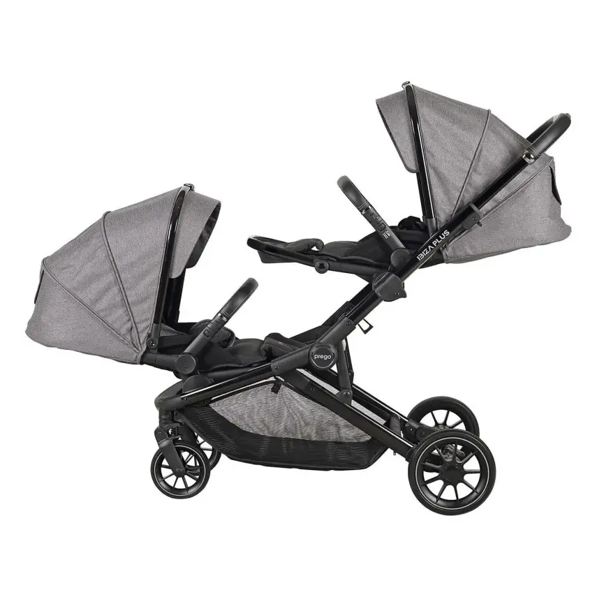 Prego Ibiza Plus Çift Yönlü Travel Sistem İkiz Bebek Arabası Gri 2223 - 4