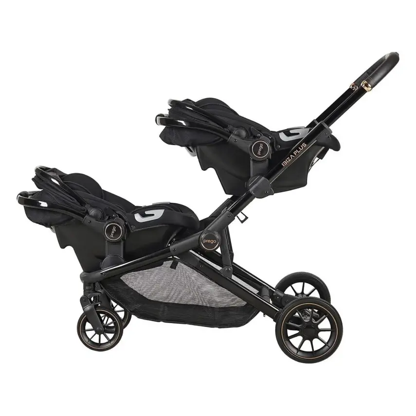 Prego Ibiza Plus Çift Yönlü Travel Sistem İkiz Bebek Arabası Siyah 2223 - 9