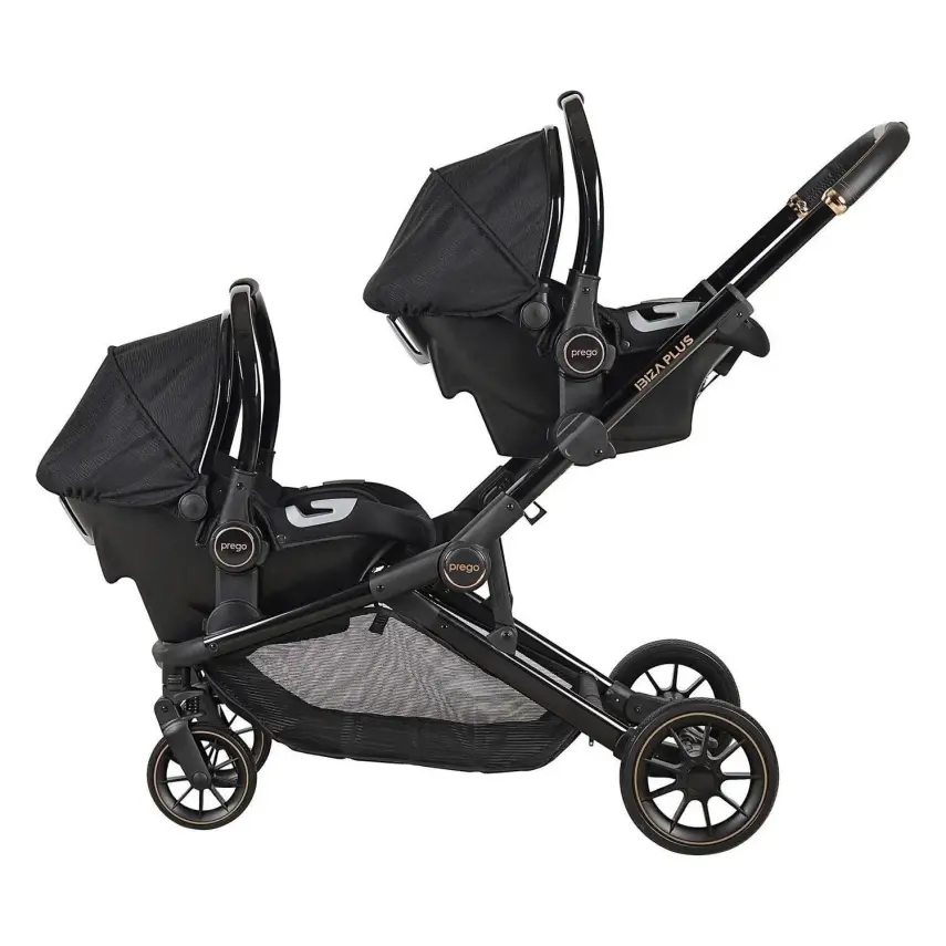 Prego Ibiza Plus Çift Yönlü Travel Sistem İkiz Bebek Arabası Siyah 2223 - 11