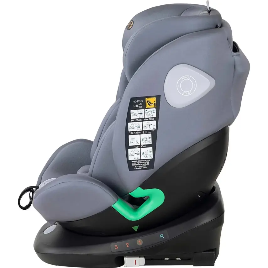 Prego Tronfix 360° Dönebilen Isofixli I-Size Oto Koltuğu 0-36 Kg Gri Q9004 - 4