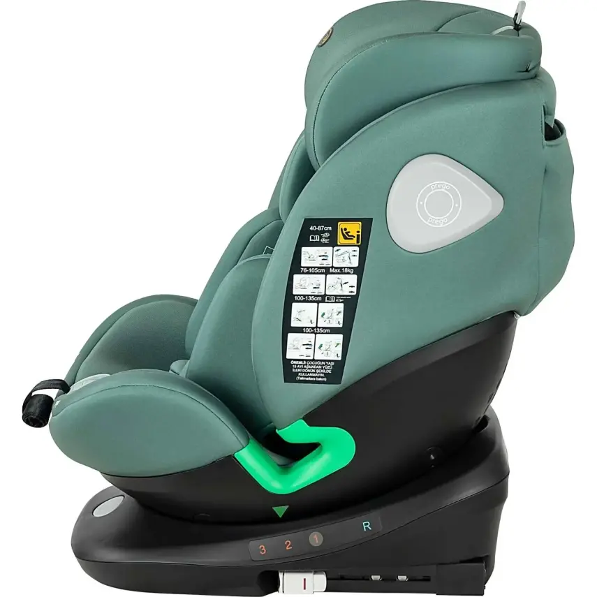 Prego Tronfix 360° Dönebilen Isofixli I-Size Oto Koltuğu 0-36 Kg Yeşil Q9004 - 11
