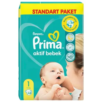 Prima Aktif Bebek Bezi 1 Beden Yenidoğan 2-5 Kg 44'lü Mini Fırsat Paketi