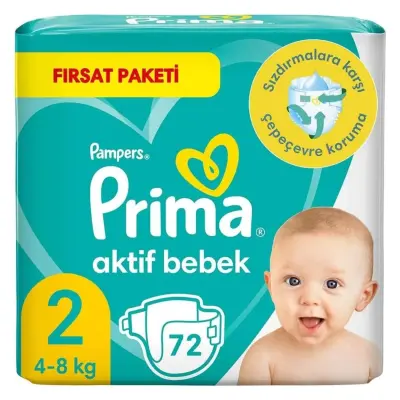 Prima Aktif Bebek Bezi 2 Beden Mini 4-8 kg 72 Adet Fırsat Paketi - 2