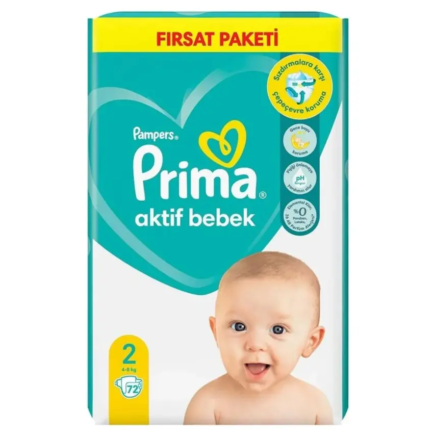 Prima Aktif Bebek Bezi 2 Beden Mini 4-8 kg 72 Adet Fırsat Paketi - 1