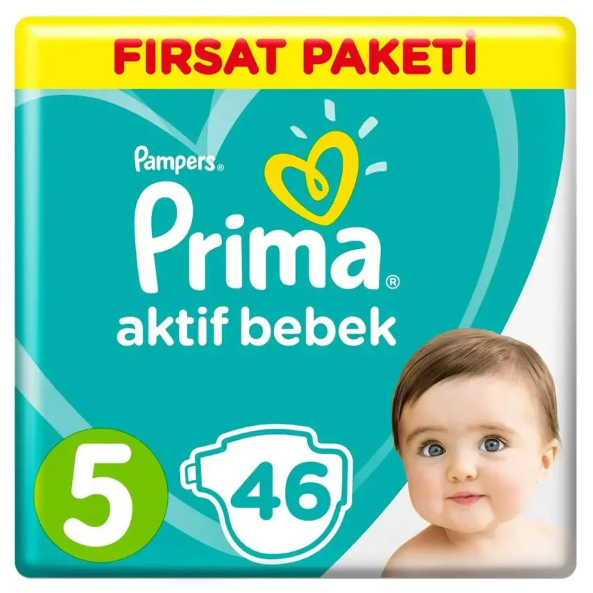 Prima Aktif Bebek Bezi 5 Beden Junior 46 Adet Fırsat Paketi - 1