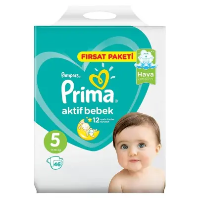 Prima Aktif Bebek Bezi 5 Beden Junior 46 Adet Fırsat Paketi - 3