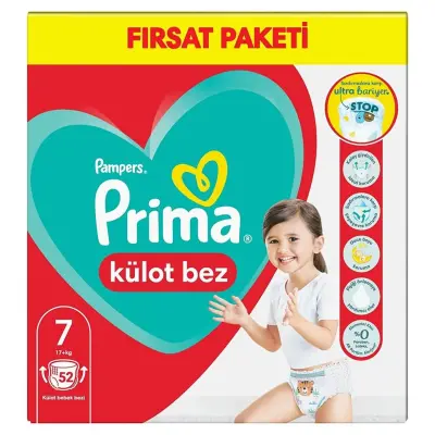 Prima Pants Külot Bebek Bezi 7 Beden XXL 52li Fırsat Paketi