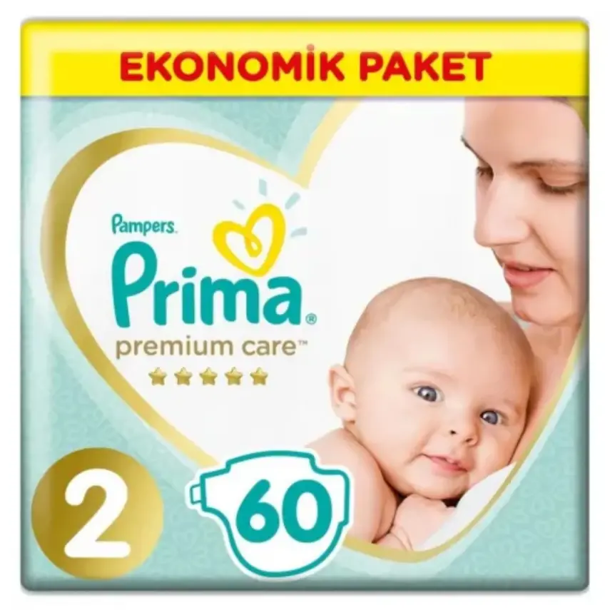 Prima Premium Care Bebek Bezi 2 Beden Mini 4-8 Kg 60Lı Ekonomik  Bm Care Yenidoğan Islak Mendilli  - 3