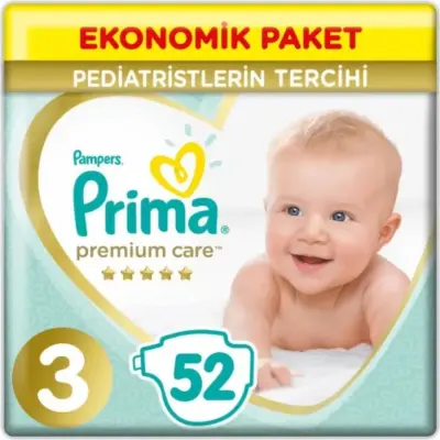 Prima Premium Care Bebek Bezi 3 Beden Midi 6-10 Kg 52Li Ekonomik Bm Care Sensitive Islak Mendilli Av (1)