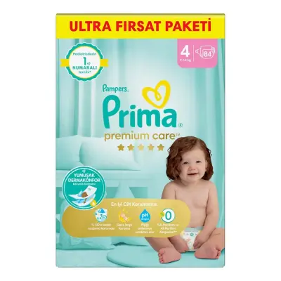 Prima Premium Care Bebek Bezi 4 Beden Maxi 84 Adet Ultra Fırsat Paketi (1)