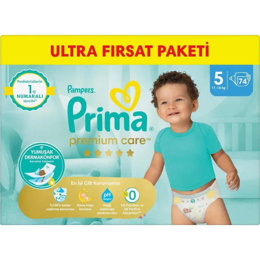 Prima Premium Care Bebek Bezi 5 Beden Junior 11-16 kg 74 Adet Ultra Fırsat Paketi - 1