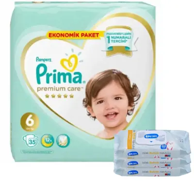 Prima Premium Care Bebek Bezi 6 Beden 13+ Kg 35Li Ekonomik Bm Care Sensitive Islak Mendilli Avantaj  - 1