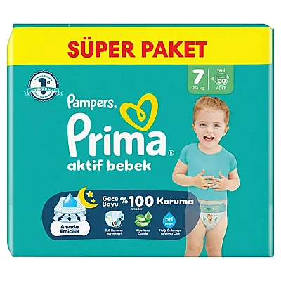 Prima Aktif Bebek Bezi 7 Numara 30 Adet Süper Paket (1)