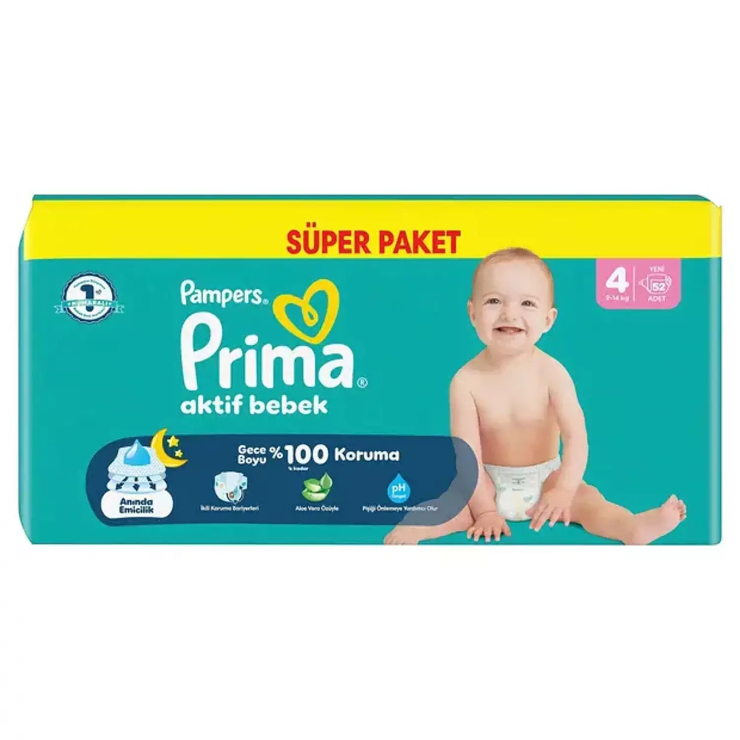 Prima Aktif Bebek Bezi 4 Numara 52 Adet Süper Paket