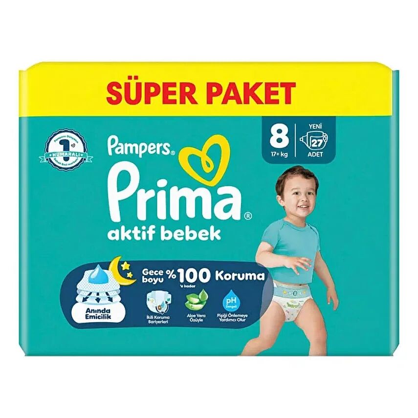 Prima Aktif Bebek Bezi 8 Numara 27 Adet Süper Paket - 2