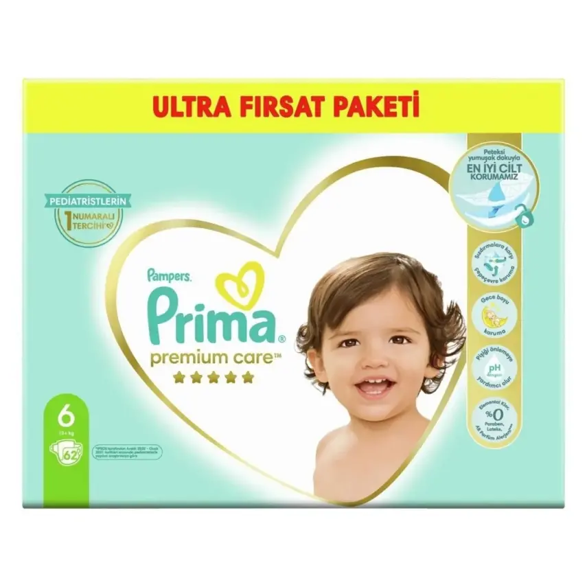 Prima Premium Care Bebek Bezi 6 Numara Extra Large 62 Adet Ultra Fırsat Paketi - 1