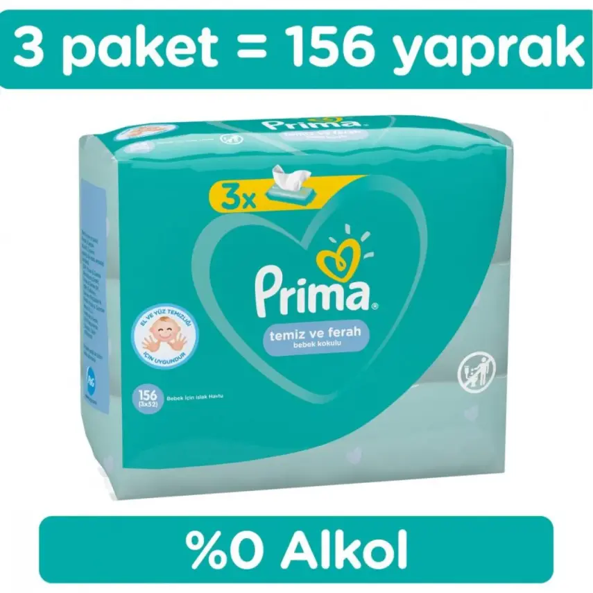 Prima Wipes Baby Fresh Islak Mendil 3x52li - 1