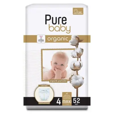 Pure Baby Organik Bebek Bezi 4 Beden Maxi 52li Jumbo Paket - 3