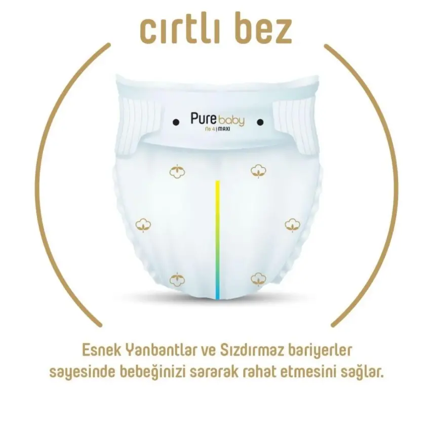 Pure Baby Organik Bebek Bezi 5 Beden Junior 76lı Islak Mendil Hediyeli - 3