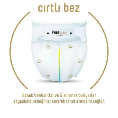 Pure Baby Organik Bebek Bezi 6 Beden XL 60lı Islak Mendil Hediyeli - 4