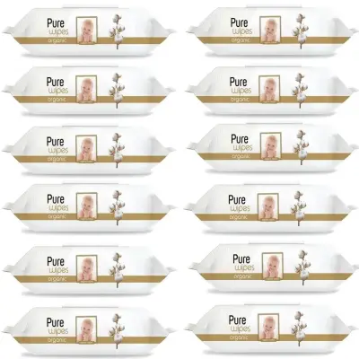 Pure Baby Organik Pamuklu Bebek Islak Havlu 90lı x12