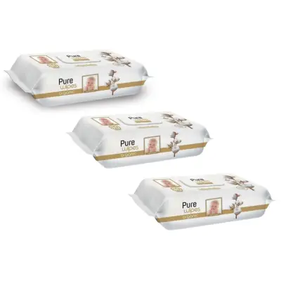 Pure Baby Organik Pamuklu Bebek Islak Havlu 90lı*3
