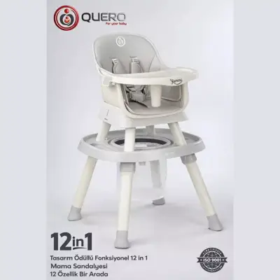 Quero Yummy 12 in 1 Fonksiyonel Mama Sandalyesi Gri (1)