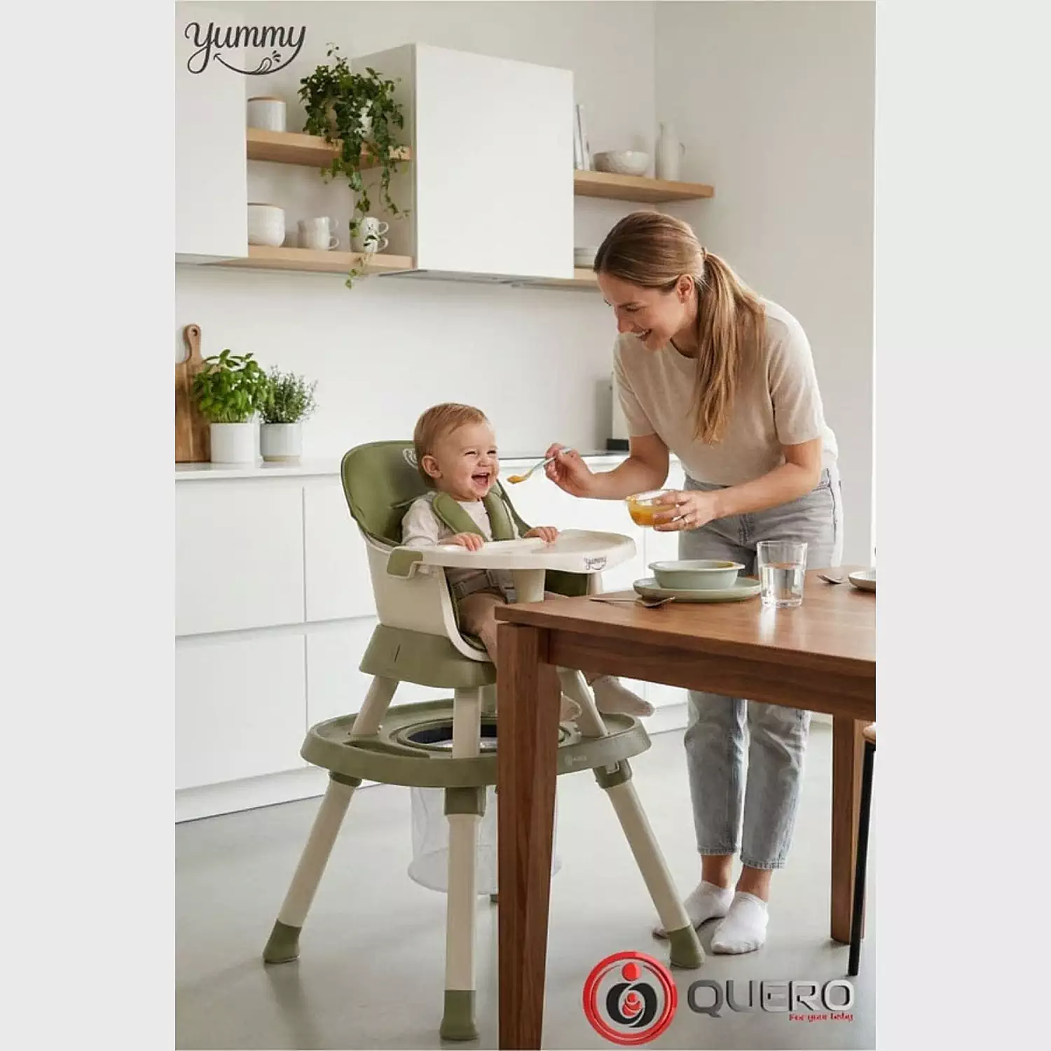 Quero Yummy 12 in 1 Fonksiyonel Mama Sandalyesi Yeşil