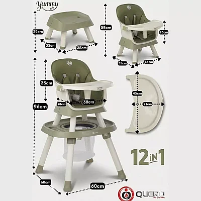 Quero Yummy 12 in 1 Fonksiyonel Mama Sandalyesi Yeşil - 4