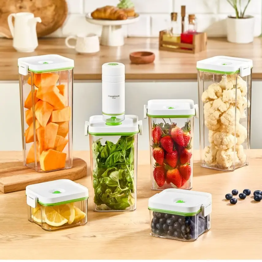 Respiroxhome Vakumlu Saklama Kabı Seti 6lı Şarjlı Otomatik Pompalı - 9