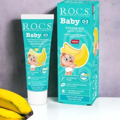 Rocs Baby Diş Macunu Muz Püresi 0-3 Yaş (1)