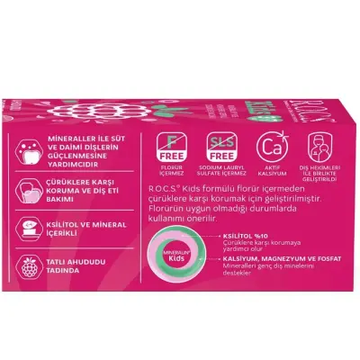 Rocs Kids Çocuk Diş Macunu Ahududu Smoothie 3-7 Yaş (1)