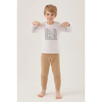 RolyPoly Erkek Çocuk Pijama Takımı Vizon (1)