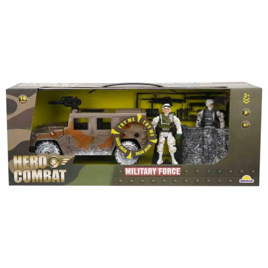 Sesli ve Işıklı Kar Temalı Askeri Araçlar Oyun Seti Jeep - 2