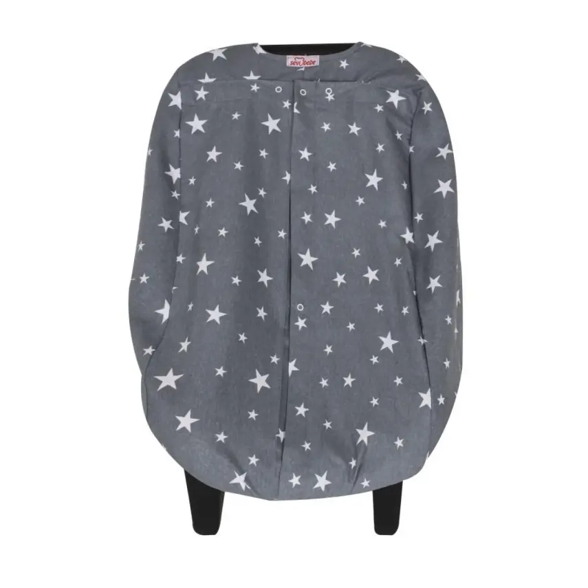Sevi Bebe Ana kucağı Örtüsü Gri Yıldız - 6