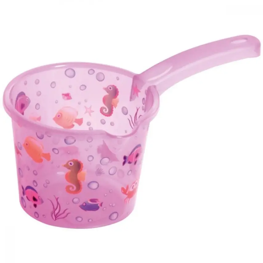 Sevi Bebe Bebek Banyo Maşrapası Desenli Şeffaf Pembe - 1